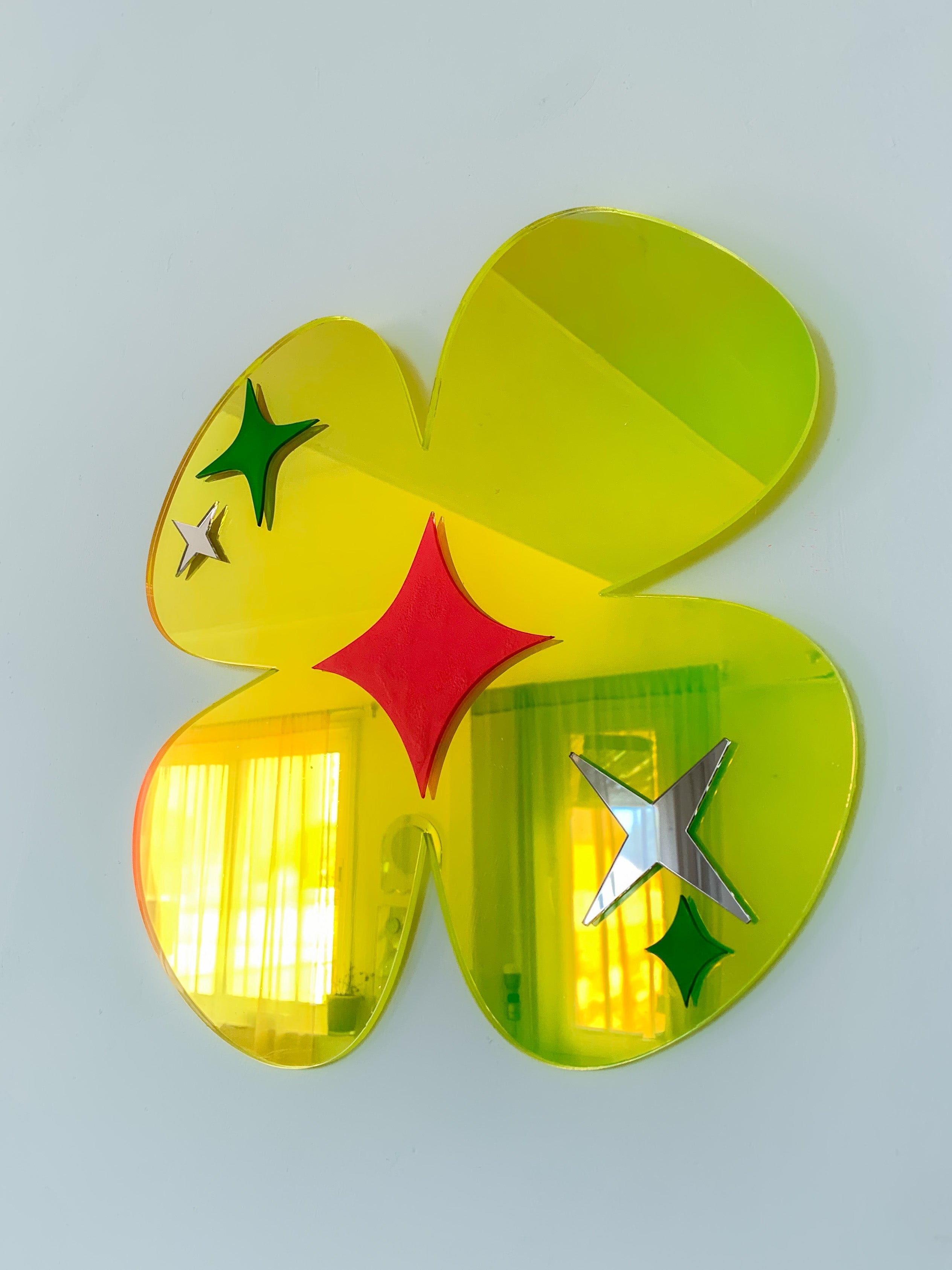 Square Flower Neon Reflector Wall Decor