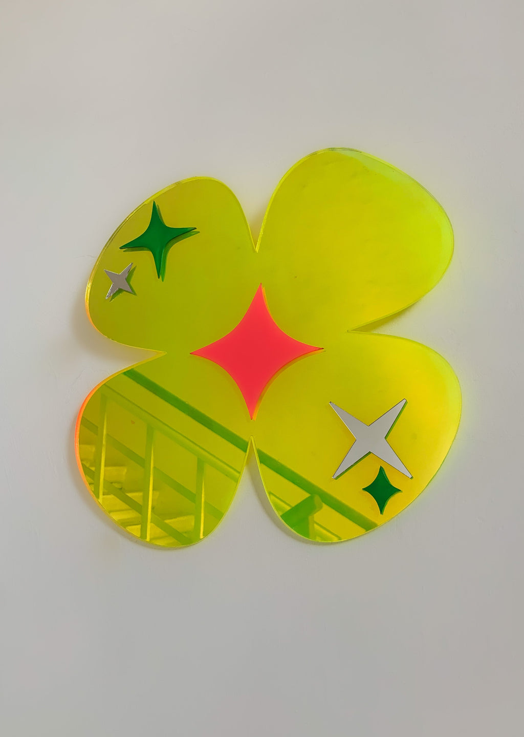 Square Flower Neon Reflector Wall Decor