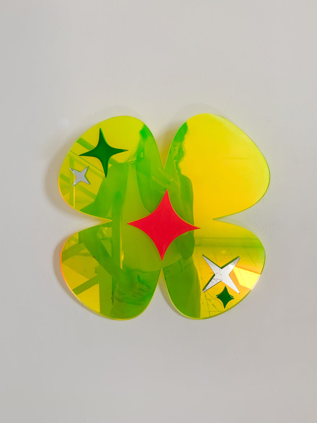 Square Flower Neon Reflector Wall Decor