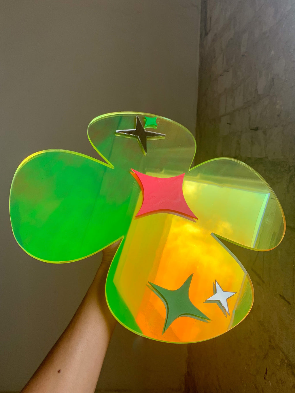 Square Flower Neon Reflector Wall Decor