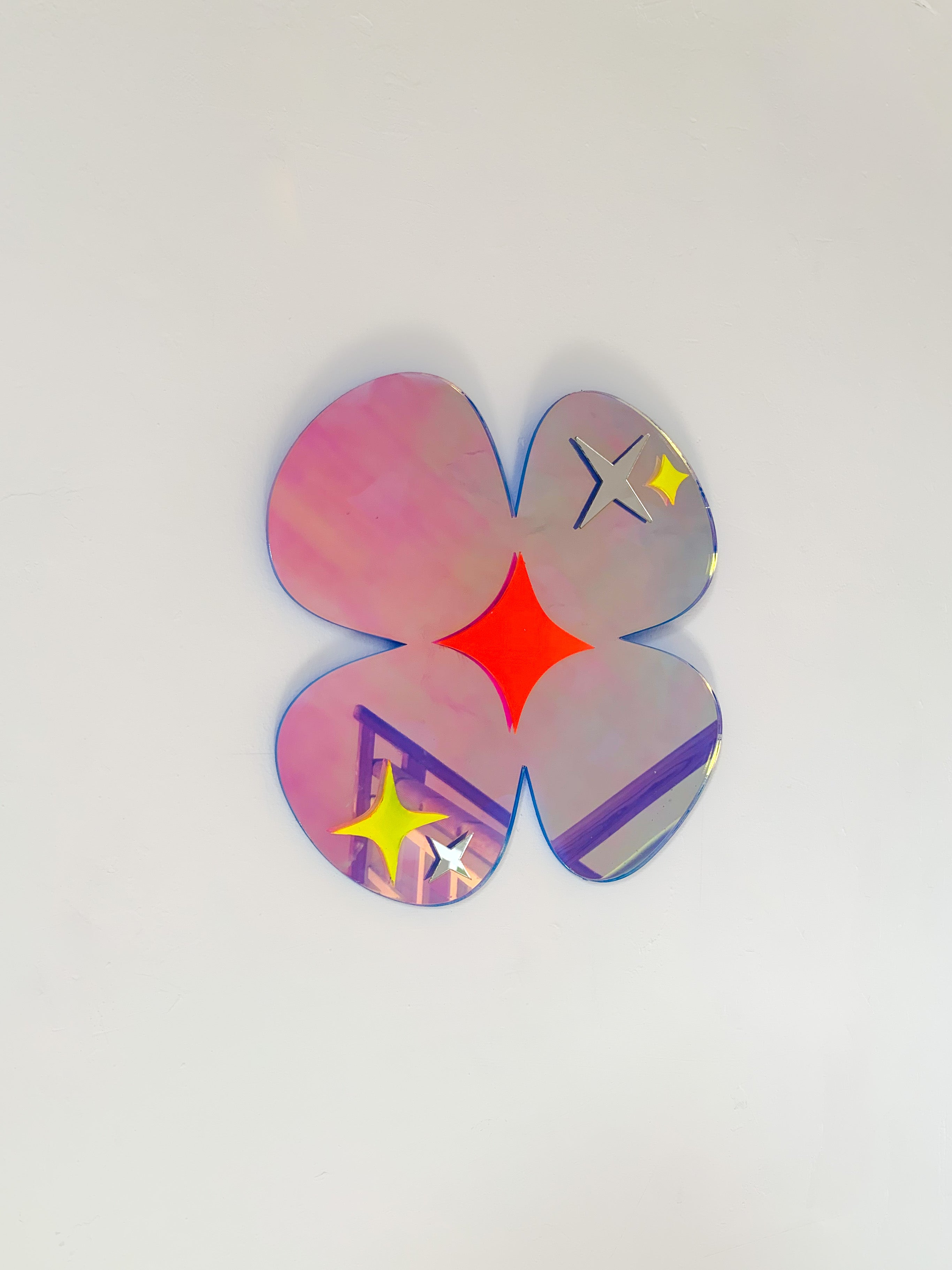 Square Flower Neon Reflector Wall Decor