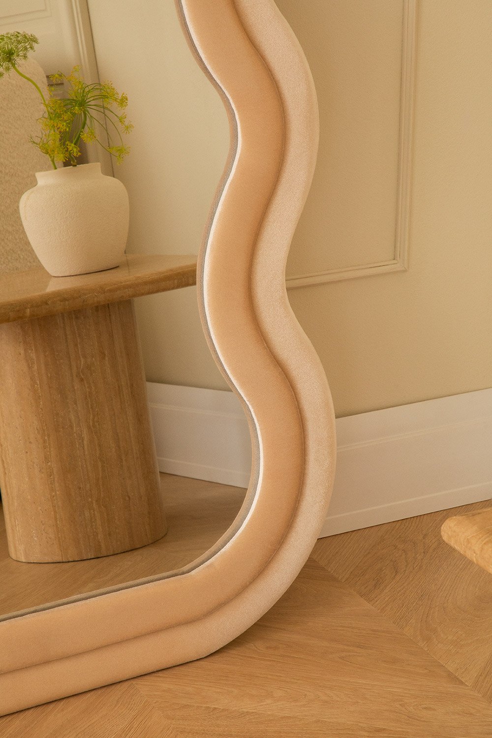 Mariela Velvet Wall Mirror 160x60 cm Beige