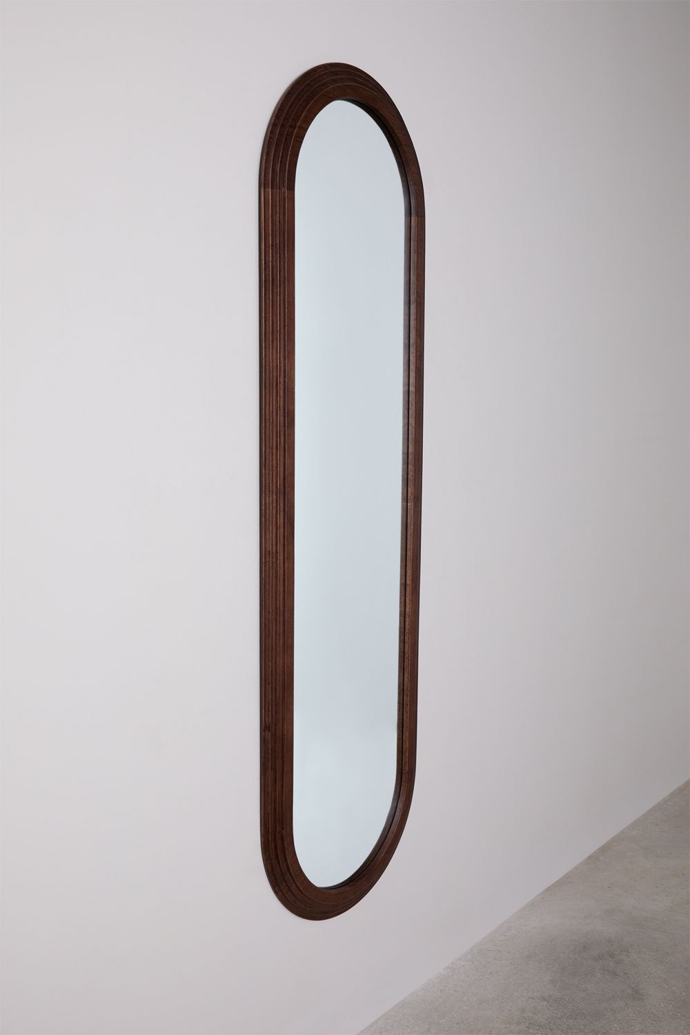 Oval Wall Mirror 50x165 cm Oak Wood Munar