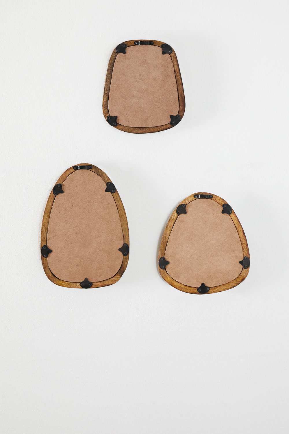 Set of 3 Wall Mirrors Mango Wood Gabael Design